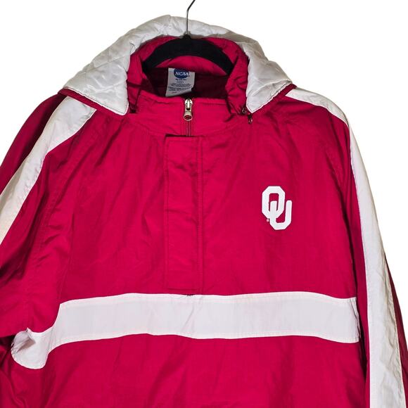 Vintage Ncaa OU Oklahoma Sooners College Football Pullover 1/4 Zip Jacket Large - Picture 2 of 9